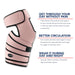 An advertisement for a pink Stabilizing Hip Support Brace by Dr. Arthritis, highlighting benefits such as pain relief and improved circulation for better daytime and nighttime mobility.