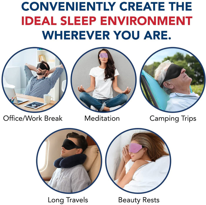 Creating the perfect sleep environment for various activities: office breaks, meditation, camping, long travels, and beauty rests using the Dr. Arthritis Sleep Eye Mask.