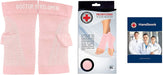A package containing a pair of pink Copper Infused Foot Sleeves from Dr. Arthritis.