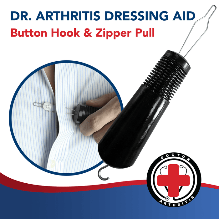Button Hook & Zipper Pull, Assist, Helper Device, Dress Clothes Tool, Button Shirts Aid, One Hand, Disability, Handicapped and Seniors by Dr. Arthritis - Dr. Arthritis
