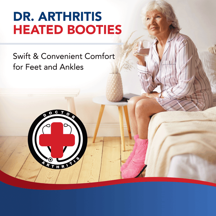 Heated Booties (Not for Walking in) - Foot Warmers for Women & Men - Heat Therapy Socks w/Microwavable Heating Pad for Feet - Foot Warmer Booties & Doctor Written Handbook - Dr. Arthritis