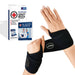 A woman's hand with a Dr. Arthritis Copper Lined Bowling Wrist Brace for compression and wrist support.