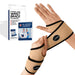 A person wearing a Dr. Arthritis Copper Lined Wrist Support, with the product packaging displayed in the background.