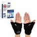 A pair of black Dr. Arthritis hand gloves for joint-related conditions, with Thumb Brace/ Support & Doctor Written Handbook, displayed with their packaging box.