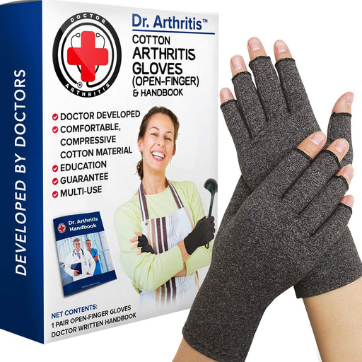 Compression Crochet Fingerless Gloves for Dr. Arthritis made from cotton material.