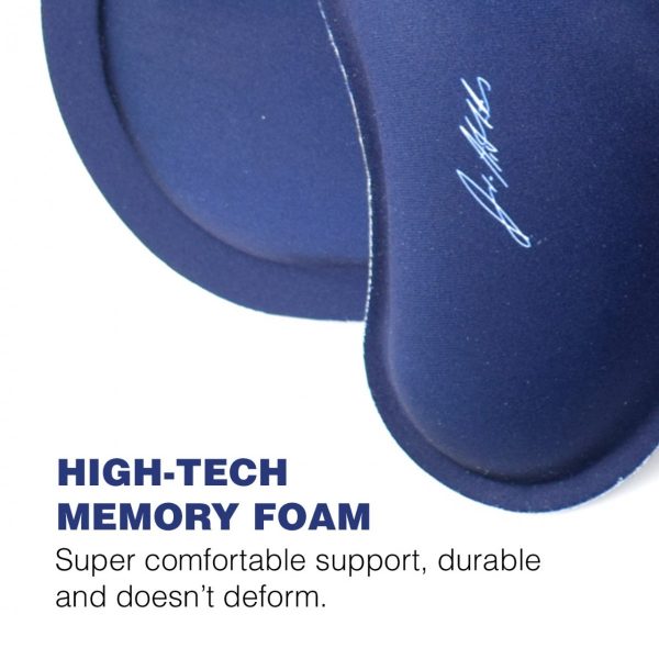 Close-up of a blue high-tech Dr. Arthritis Carpal Tunnel Bundle designed for carpal tunnel syndrome relief, featuring a prominent white text description and a signature.