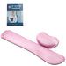A pair of pink orthopedic shoe insoles displayed next to the "Carpal Tunnel Bundle," which covers not only arthritis but also repetitive strain injuries, and features an image of a male doctor by Dr. Arthritis.