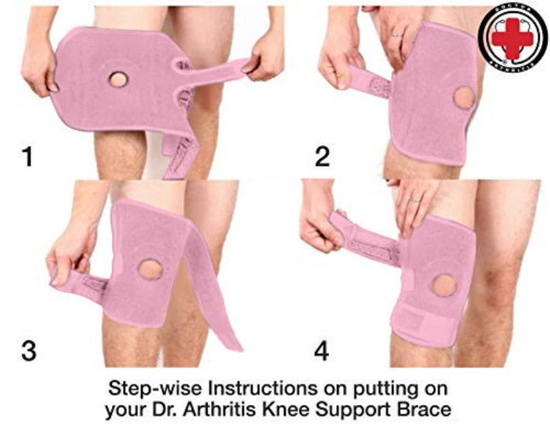 Copper Lined Knee Support Band & Dr. Arthritis Handbook (Pink)