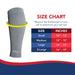 The size chart for the Dr. Arthritis Calf Compression Sleeve Men and Women.