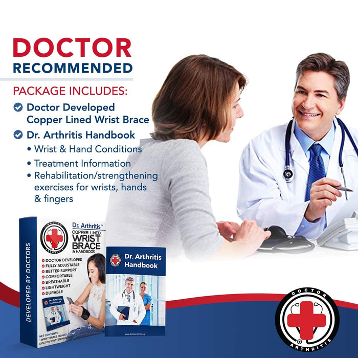 Doctor Developed Premium Copper Lined Wrist Support/Wrist Brace/Hand  Support/Strap [single] & Doctor Handbook— Relieve Wrist Injuries,  Arthritis
