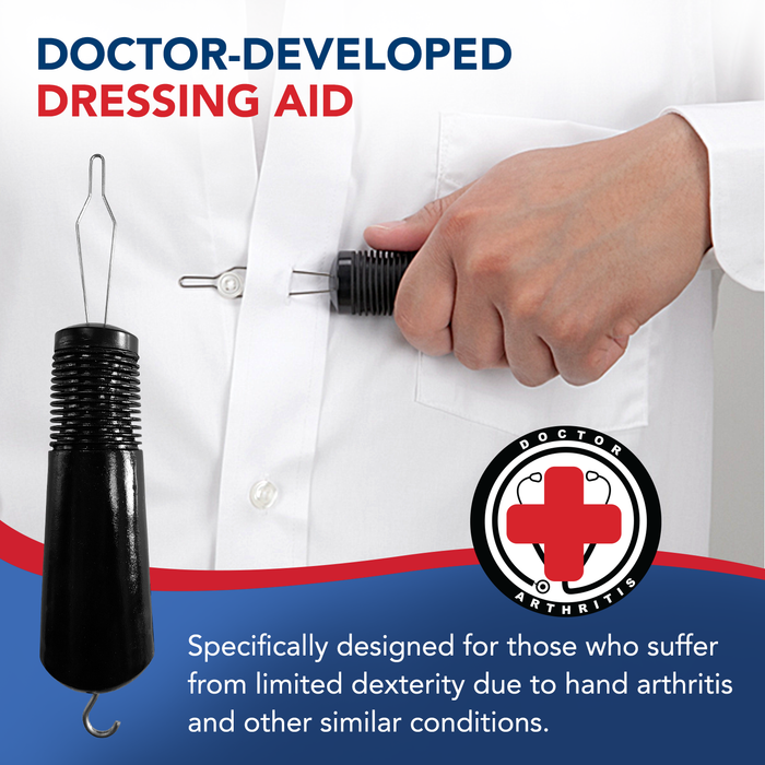 Doctor developed Button Hook & Zipper Pull available in different sizes by Dr. Arthritis.