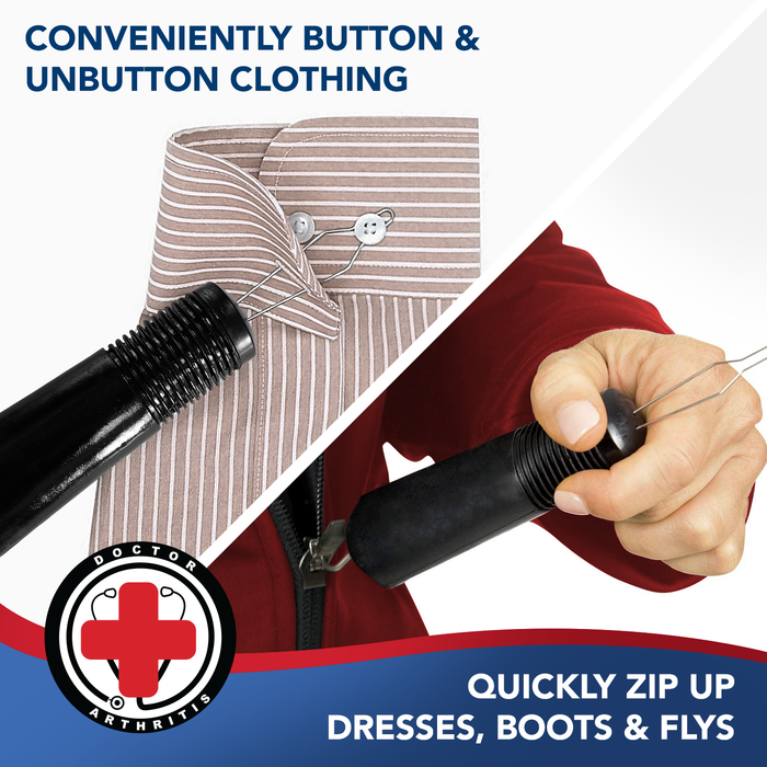 2 in 1 Dressing Buttonhook Zipper Pull Helper Button Hook Dressing