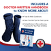 Promotional image for Dr. Arthritis' Heated Booties with included doctor-written handbook for foot and ankle care.