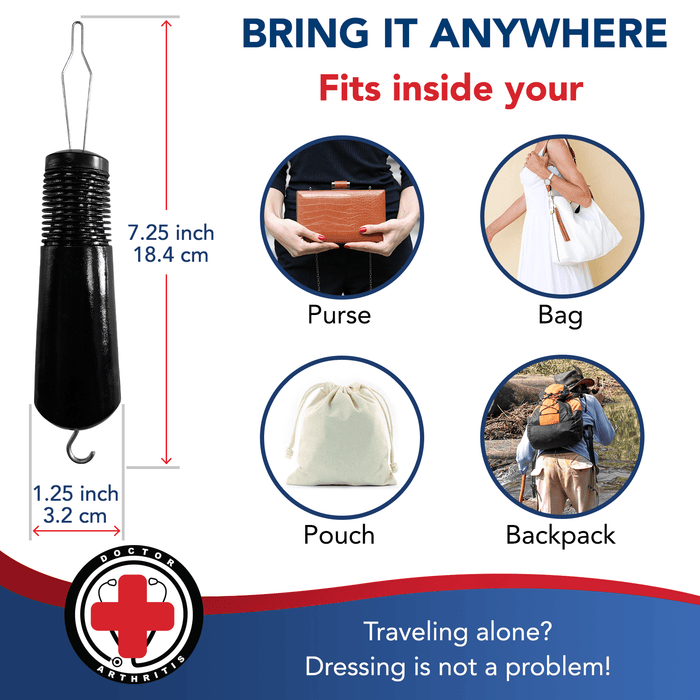 Button Hook & Zipper Pull, Assist, Helper Device, Dress Clothes Tool, Button Shirts Aid, One Hand, Disability, Handicapped and Seniors by Dr. Arthritis - Dr. Arthritis