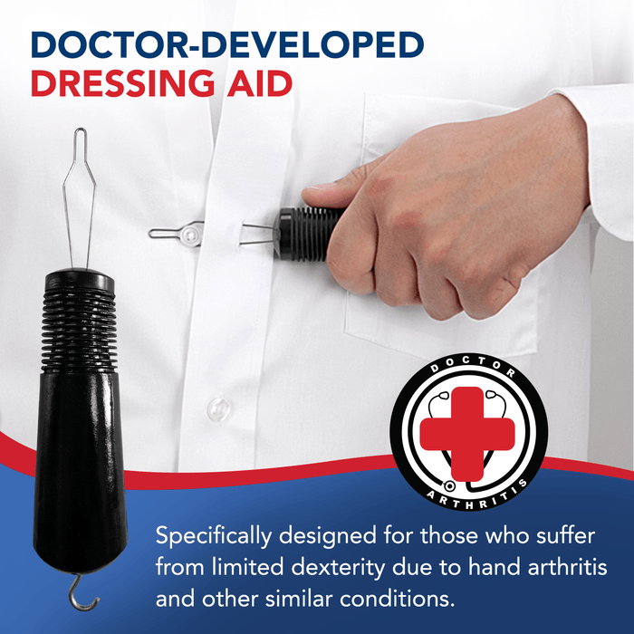 Button Hook & Zipper Pull, Assist, Helper Device, Dress Clothes Tool, Button Shirts Aid, One Hand, Disability, Handicapped and Seniors by Dr. Arthritis - Dr. Arthritis