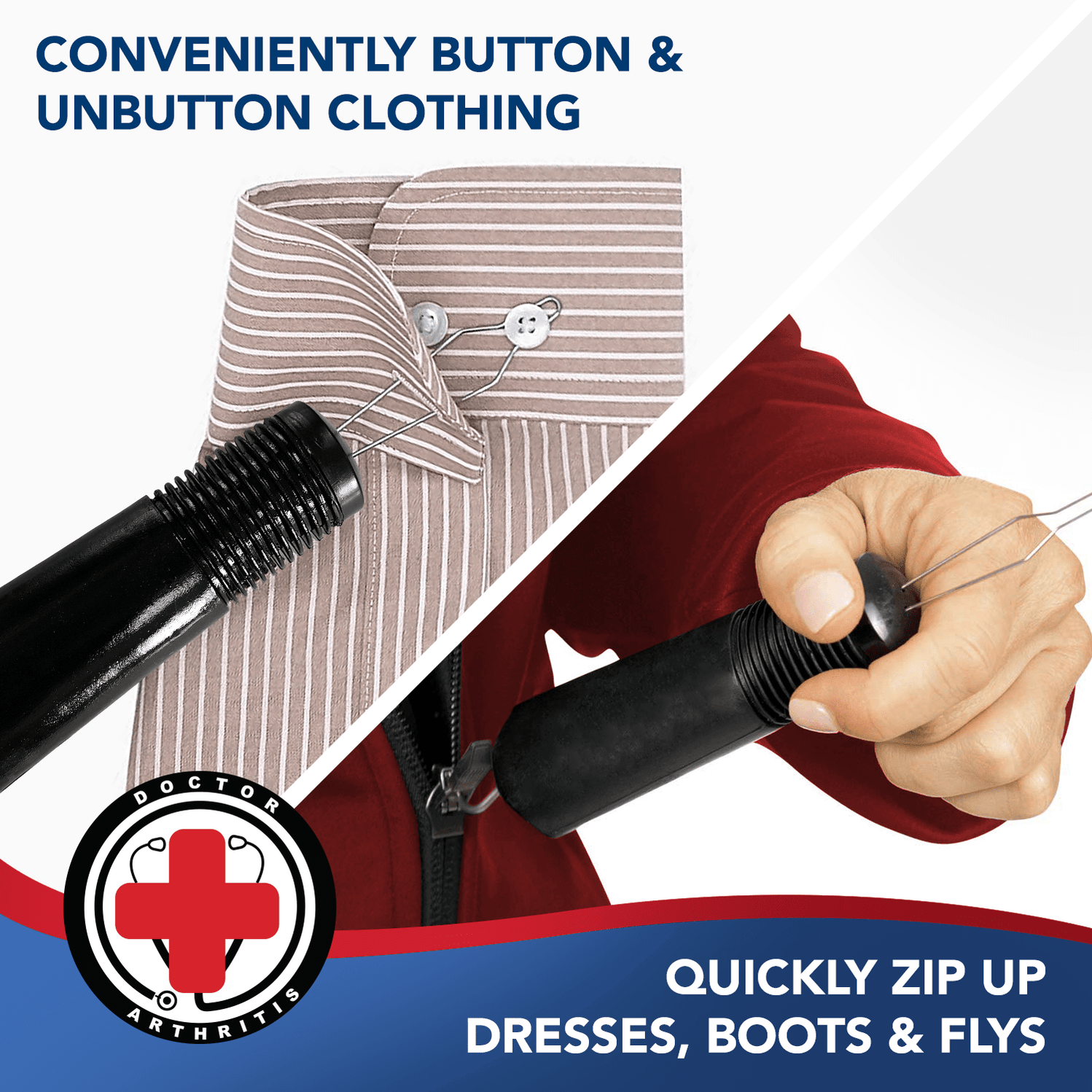 Button Hook & Zipper Pull, Assist, Helper Device, Dress Clothes Tool ...