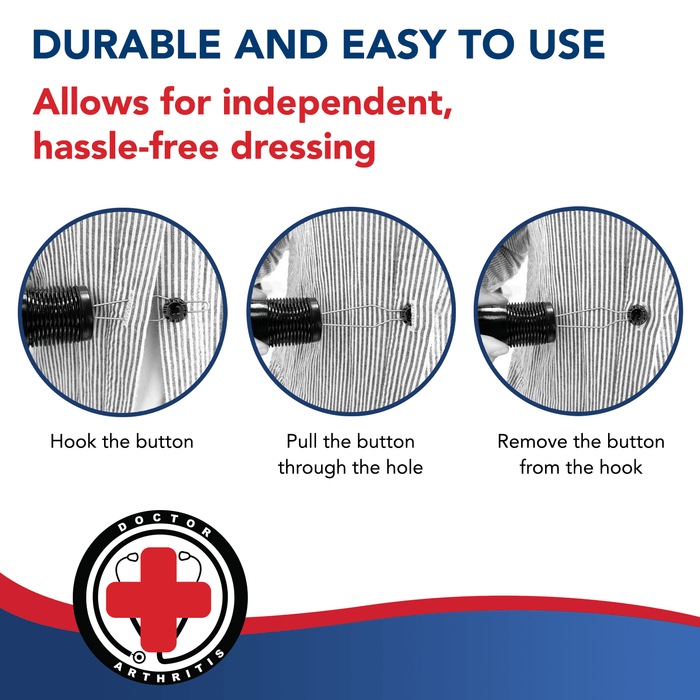 Button Hook & Zipper Pull, Assist, Helper Device, Dress Clothes Tool, Button Shirts Aid, One Hand, Disability, Handicapped and Seniors by Dr. Arthritis - Dr. Arthritis