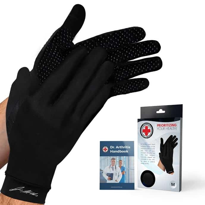 Doctor Developed Copper Gloves/Compression Gloves for Arthritis (Full-Length) M