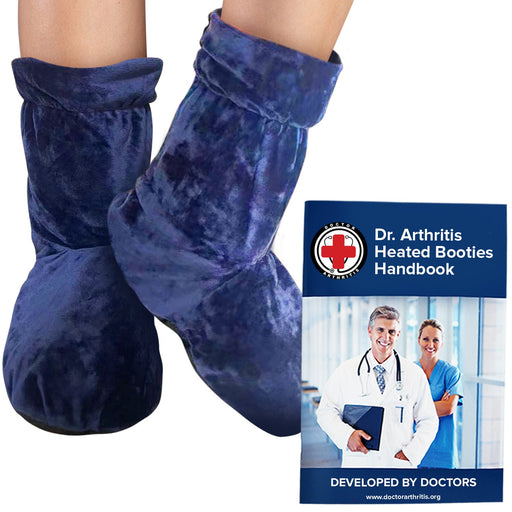 Heated Booties (Not for Walking in) - Foot Warmers for Women & Men - Heat Therapy Socks w/Microwavable Heating Pad for Feet - Foot Warmer Booties & Doctor Written Handbook - Dr. Arthritis