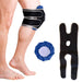 A man with a Dr. Arthritis Knee Ice Pack and Support Brace Wrap on his injured knee for added support.